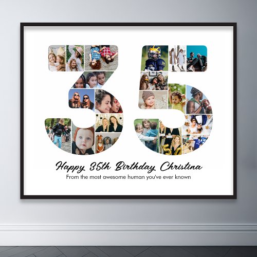 35th Birthday Number 35 Photo Collage Anniversary Poster