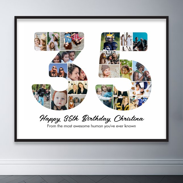 35th Birthday Number 35 Photo Collage Anniversary Poster (35th birthday number 35 photo collage)