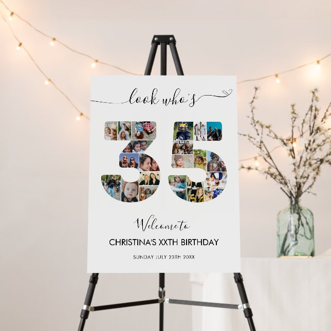 35th Birthday Number 35 Photo Collage Welcome Foam Board (In Situ (Stand))