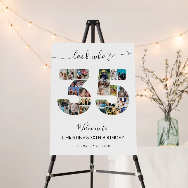 35th Birthday Number 35 Photo Collage Welcome Foam Board | Zazzle