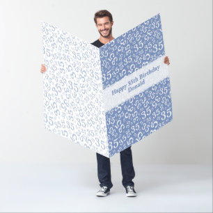 35th Birthday Number Pattern Blue/White Jumbo Card