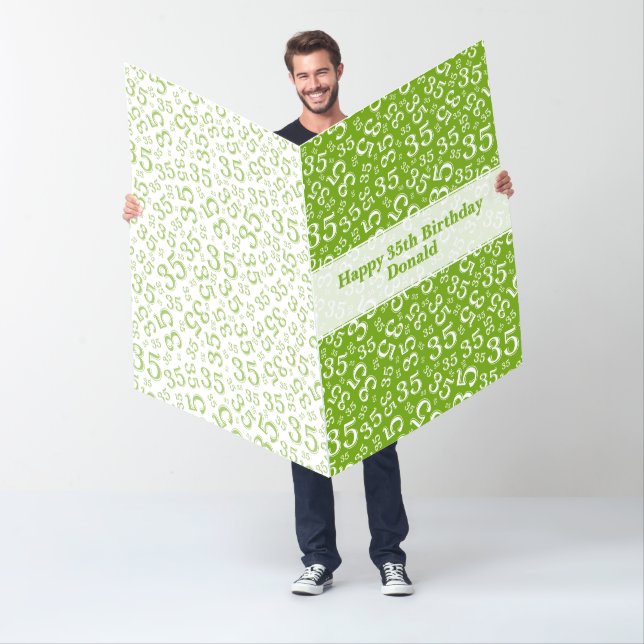 35th Birthday Number Pattern Green/White Jumbo Card (In Situ)