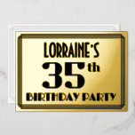 [ Thumbnail: 35th Birthday Party: Art Deco Look “35” and Name Invitation ]