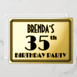 [ Thumbnail: 35th Birthday Party — Art Deco Look “35” + Name Invitation ]
