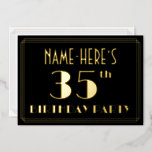 [ Thumbnail: 35th Birthday Party: Art Deco Look “35”, W/ Name Invitation ]