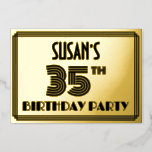 [ Thumbnail: 35th Birthday Party — Art Deco Style “35” & Name Invitation ]