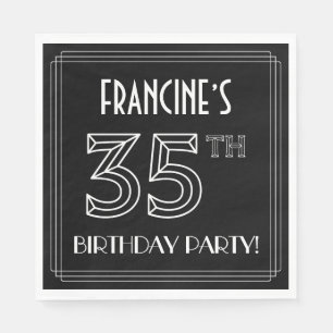 35th Birthday Party: Art Deco Style + Custom Name Napkins