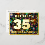 [ Thumbnail: 35th Birthday Party: Bold, Colorful Fireworks Look Postcard ]