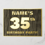 [ Thumbnail: 35th Birthday Party: Bold, Faux Wood Grain Pattern Invitation ]
