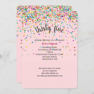 35th Birthday Party confetti Invitation
