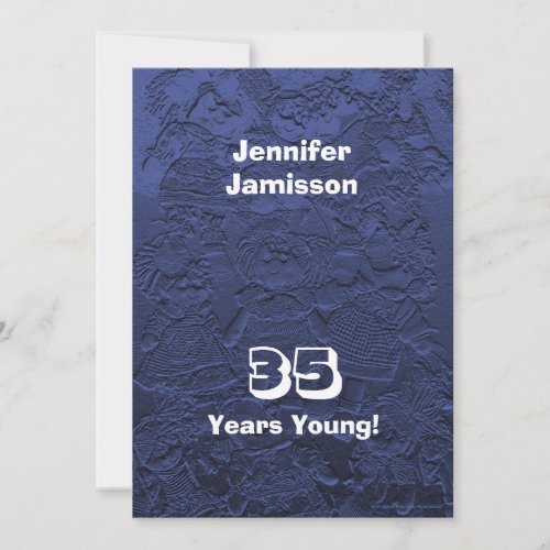 35th Birthday Party Dark Blue Dolls Invitations