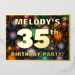 [ Thumbnail: 35th Birthday Party — Fun, Colorful Fireworks Look Invitation ]