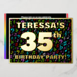 [ Thumbnail: 35th Birthday Party — Fun, Colorful Music Symbols Invitation ]
