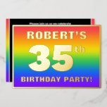 [ Thumbnail: 35th Birthday Party: Fun, Colorful Rainbow Pattern Invitation ]