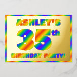 [ Thumbnail: 35th Birthday Party — Fun, Rainbow Spectrum “35” Invitation ]