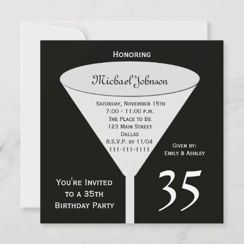 35th Birthday Party Invitation -- A Toast for 35