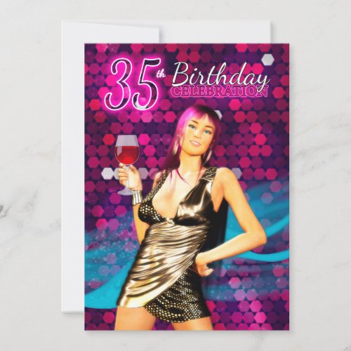 35th Birthday Party Invitation _ Bling Stylish Des