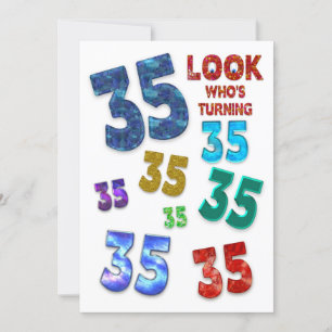 35th Birthday Party Invitation, Colorful Numbers Invitation