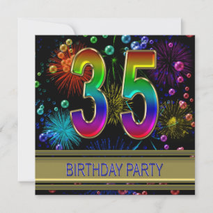 35th Birthday party Invitation with bubbles