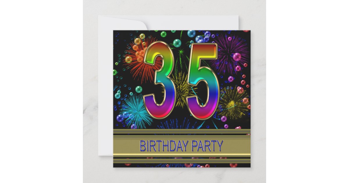 35th Birthday Party Invitation With Bubbles Zazzle 