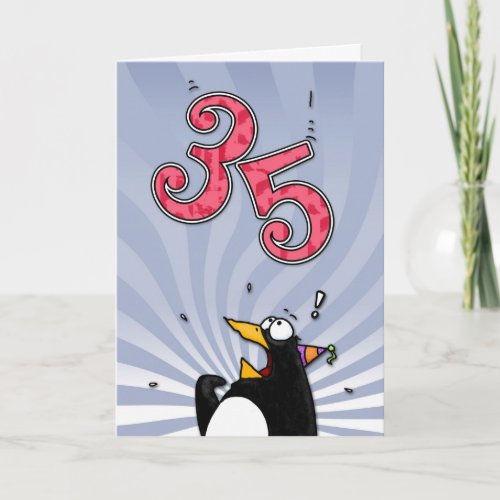 35th Birthday _ Penguin Surprise Card