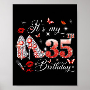 35th birthday pink 35 years old birthday queen poster