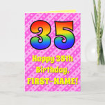 [ Thumbnail: 35th Birthday: Pink Stripes & Hearts, Rainbow # 35 Card ]
