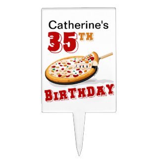 35th Birthday Pizza Party Cake Picks