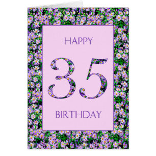 35th Birthday Purple Daisies Cards