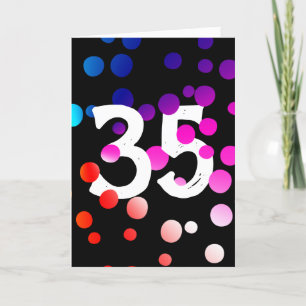 35th Birthday Rainbow Dots on Black Card