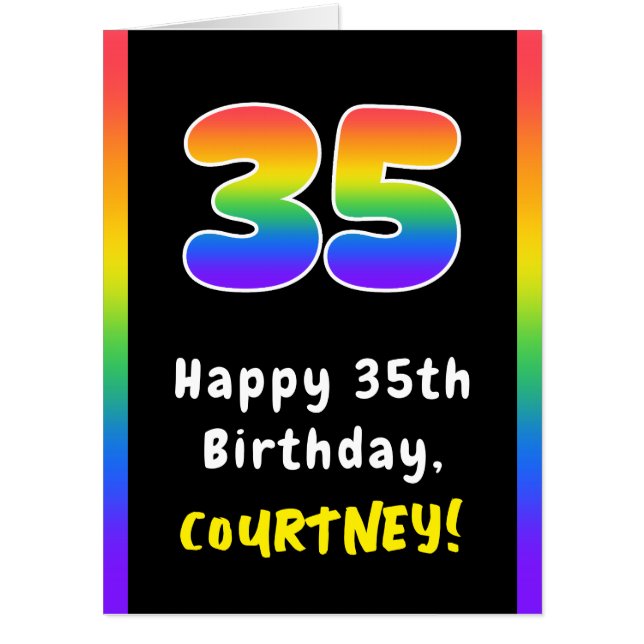 35th Birthday: Rainbow Spectrum # 35, Custom Name Card (Front)