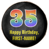 35th Birthday - Rainbow Spectrum Pattern Number 35 Chocolate Covered Oreo (Front)