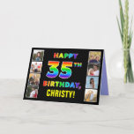 [ Thumbnail: 35th Birthday: Rainbow Text, Custom Photos & Name Card ]