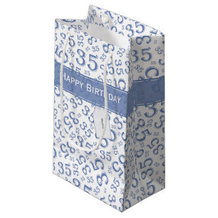 35th Birthday Random Number Pattern Blue/White Small Gift Bag