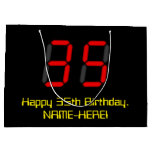 [ Thumbnail: 35th Birthday: Red Digital Clock Style "35" + Name Gift Bag ]