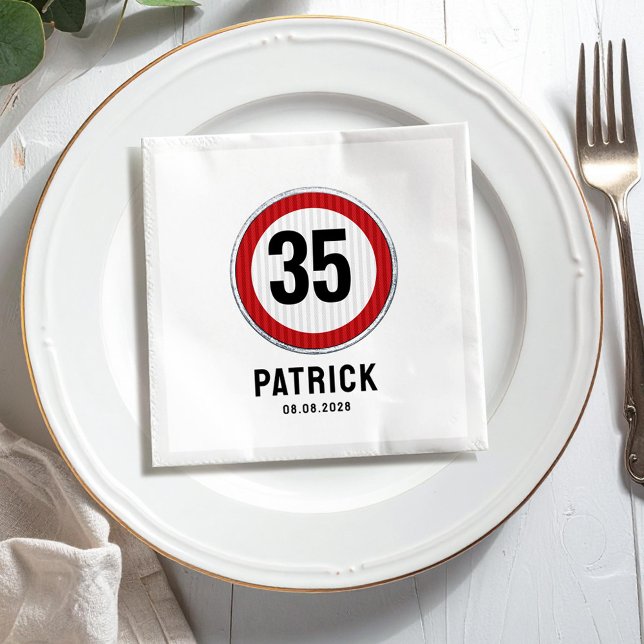 35th Birthday Speed Limit Sign - ANY AGE Napkins (Creator Uploaded)
