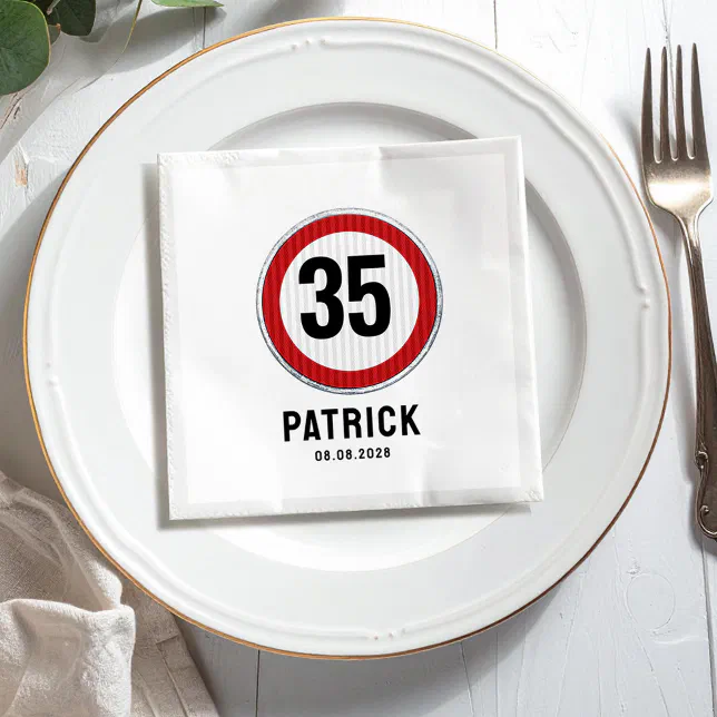 35th Birthday Speed Limit Sign - ANY AGE Napkins | Zazzle