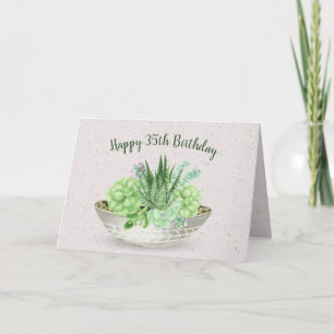 35th Birthday Succulent Plant on Terrazzo Card