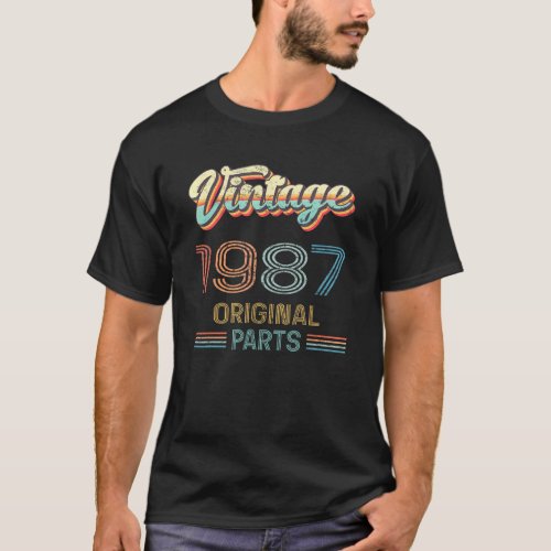 35th Birthday Vintage Original Parts 1987 Cool Men T_Shirt