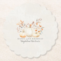 35th Birthday White Pumpkin Fall Leaves Custom