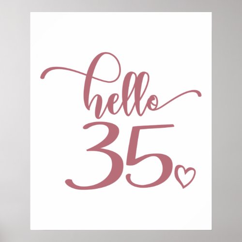 35th Birthday Women Hello 35 Cute 35 Years Old Poster