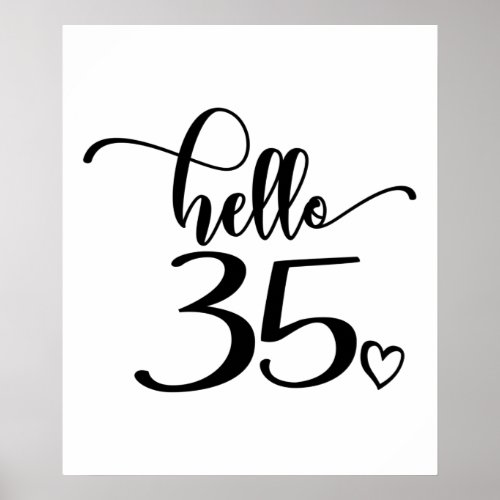 35th Birthday Women Hello 35 Cute 35 Years Old Poster
