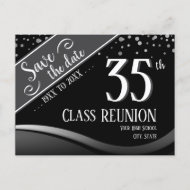35th Class Reunion Elegant black Announcement Postcard