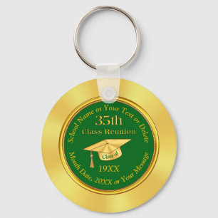 35th Class Reunion Gifts, Green and Gold, Reunion Keychain