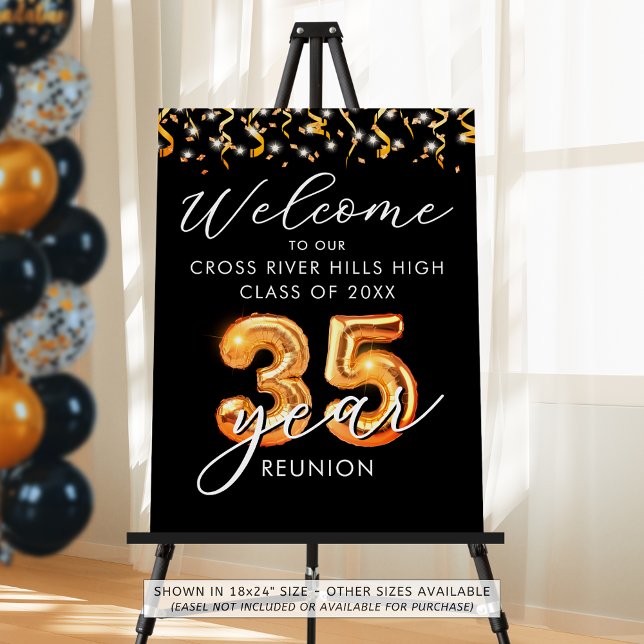 35th Class Reunion Welcome Black Orange Balloons Foam Board (Creator Uploaded)