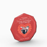 35th coral orange wedding anniversary custom photo acrylic award<br><div class="desc">Customize this coral wedding anniversary photo award with your own 35th anniversary couples photo,  year of marriage and names. © Coral effect beads in a heart art and design by www.mylittleeden.com on zazzle.</div>
