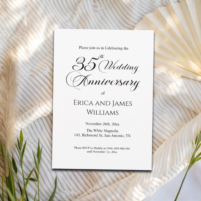 35th Coral Wedding Anniversary Elegant Script Invitation (Creator Uploaded)