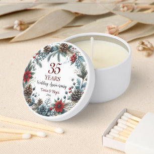 35th Coral Wedding Anniversary Elegant Winter Mini Candle Favors