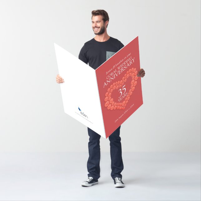 35th coral wedding anniversary heart card (In Situ)