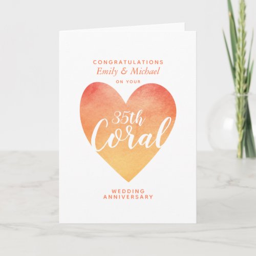 35th CORAL Wedding Anniversary personalized Card